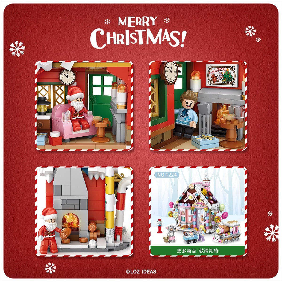 LOZ Christmas house building blocks, Christmas gifts, children's toys, educational assembling creative ornaments, cross-border exclusive for hot procurement