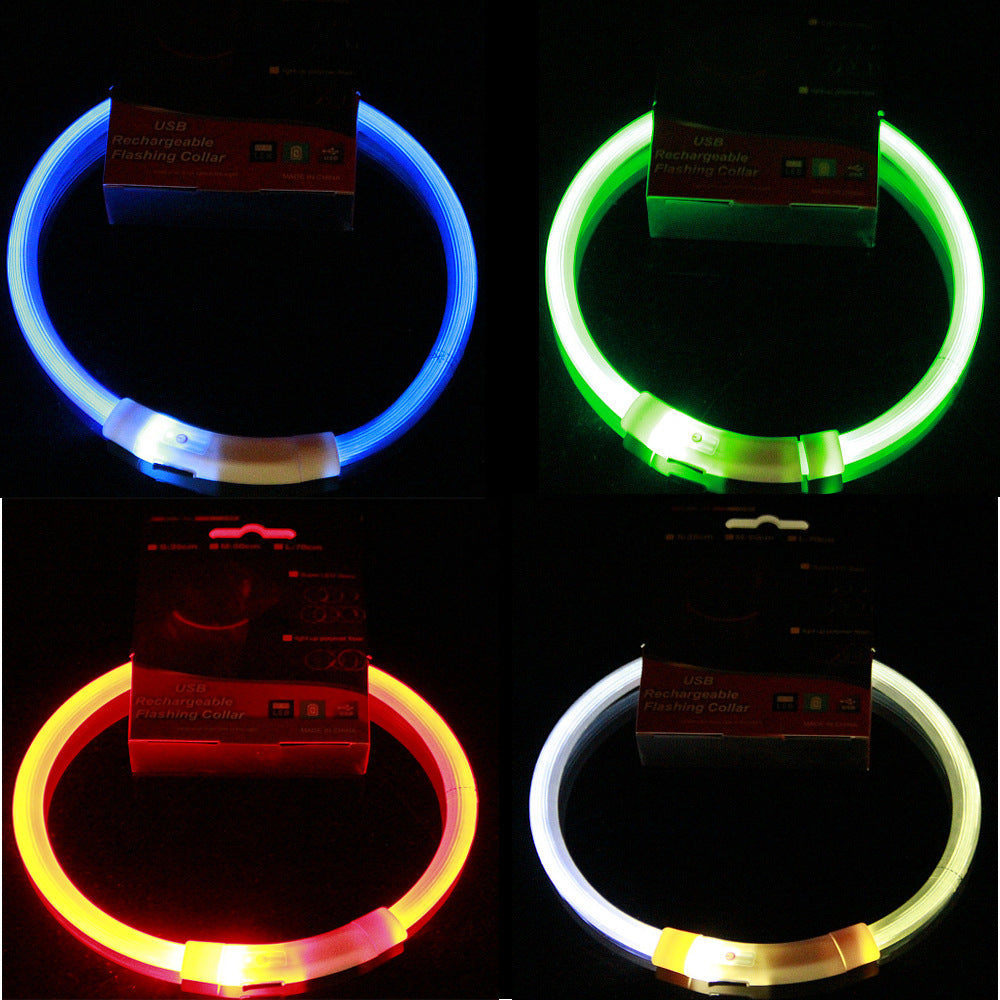 LED pet luminous collar charging dog luminous collar night dog walking warning luminous pet collar wholesale