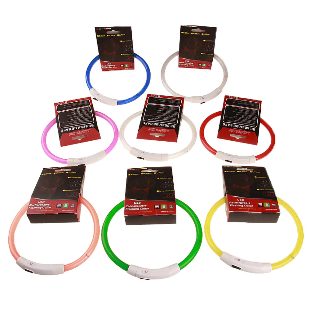 LED pet luminous collar charging dog luminous collar night dog walking warning luminous pet collar wholesale