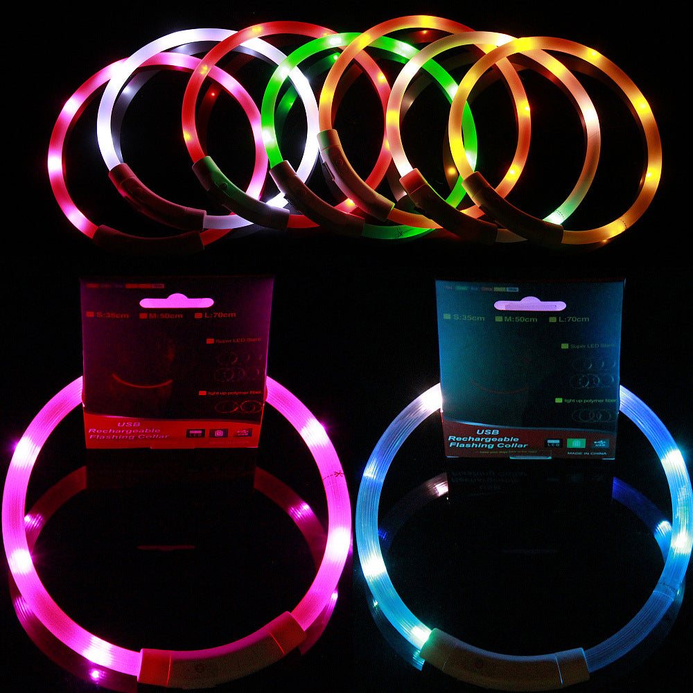 LED pet luminous collar charging dog luminous collar night dog walking warning luminous pet collar wholesale