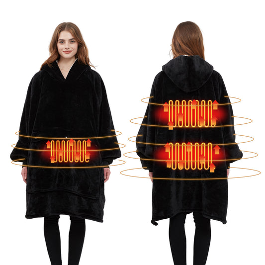 European and American cross-border large size USB three-zone heated hooded lazy blanket OEM ODM one piece custom wholesale