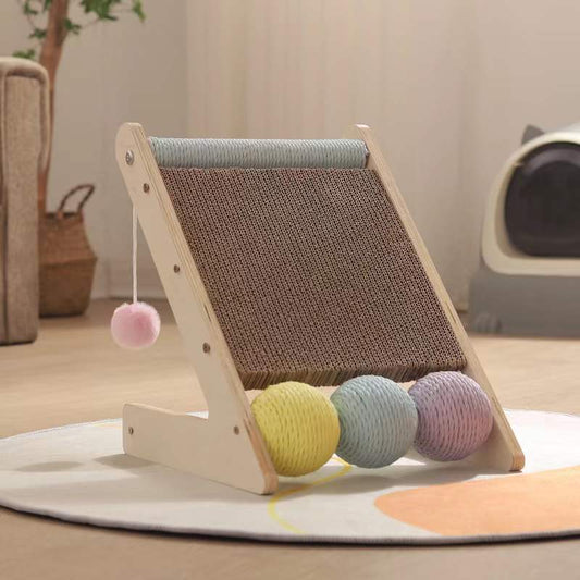 Cat Scratching Board Wholesale Vertical Solid Wood Toy Claw Grinding Relief Boredom Wear-Resistant Scratching Corrugated Paper Pet Products Factory Direct Sales