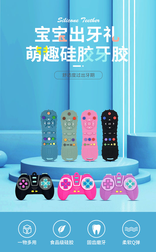 Baby simulation remote control teether game controller teething stick toy anti-eating hand biting tooth muscle trainer