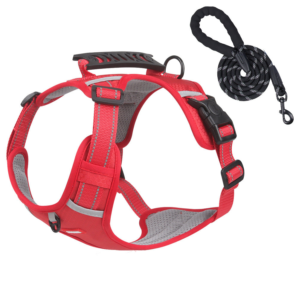 Cross-border new pet chest harness vest-style reflective large dog chest harness explosion-proof dog traction rope wholesale