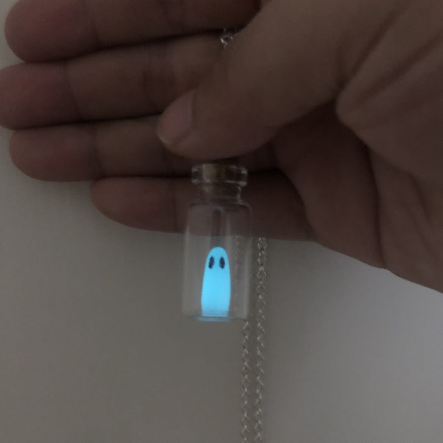 Yiwu Kayi Halloween drift bottle luminous ghost necklace decorated with The Adopt a ghost necklac