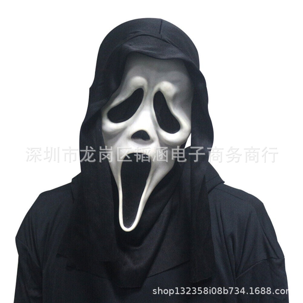 Screaming mask cos horror skull headgear metamorphosis horror white ghost face ghost festival halloween head cash