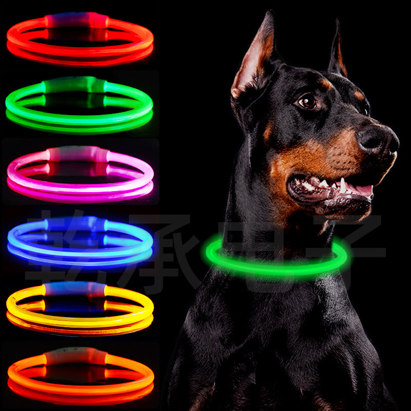 Dog luminous collar dog collar luminous USB charging LED luminous collar type-c pet luminous collar