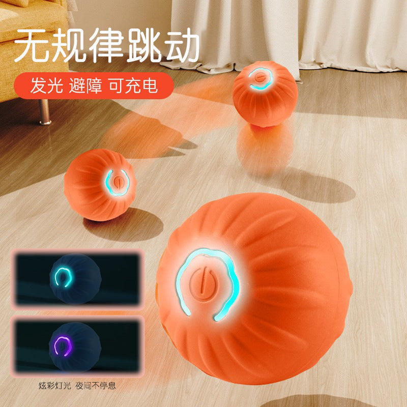 New pet dog rolling ball electric cat toy teeth grinding and biting indoor boredom training cat ball jumping ball