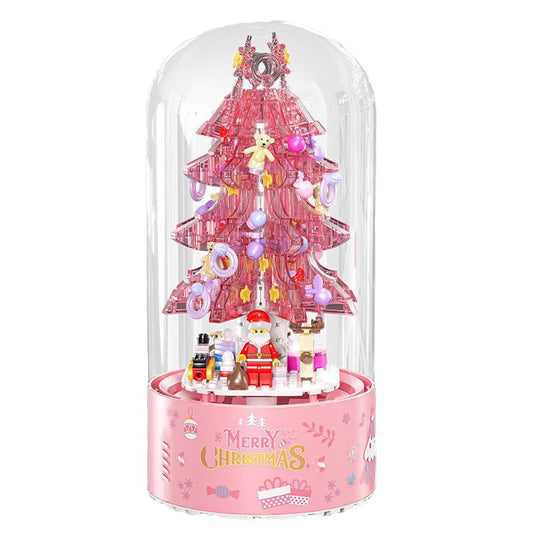 Diamond Z019 Fantasy Snow Pink Crystal Christmas Tree Music Box Building Blocks Ornament Christmas Gift Toy Building Blocks