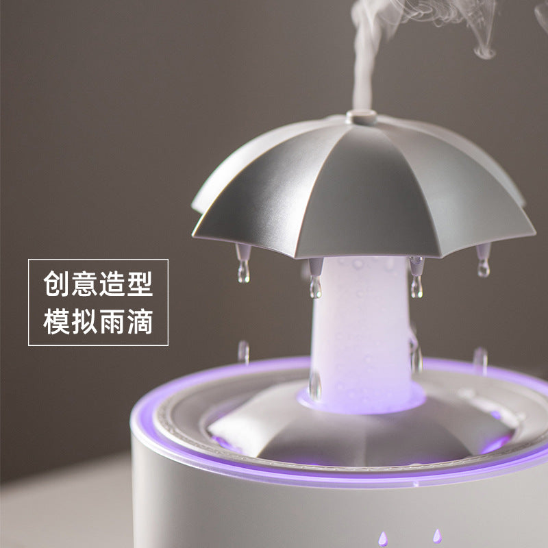 New rotating umbrella water drop humidifier household large fog desktop colorful light remote control aromatherapy machine cross-border