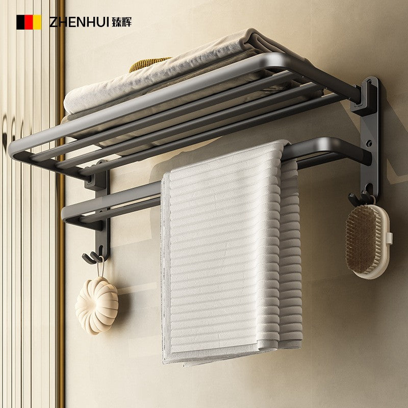 Bathroom storage rack punch-free space aluminum towel rack toilet toilet storage towel rack bathroom hardware pendant