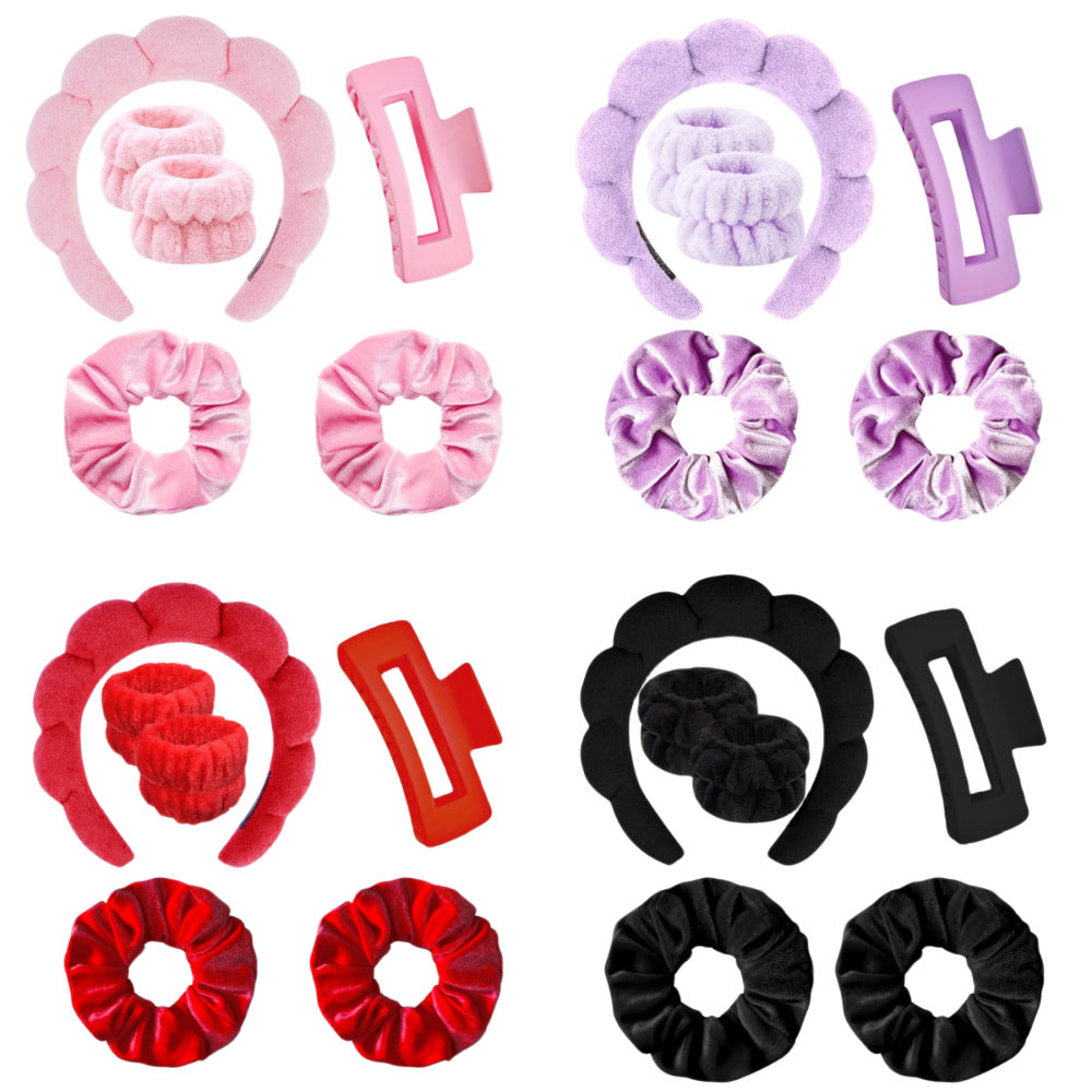 European and American cross-border hot-selling high-top hair accessories for women to wash their faces and bathe, cloud sponge headbands for makeup removal and hair ties