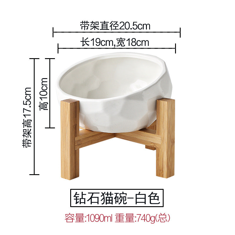 Pet bowl oblique cat bowl food bowl dog bowl French bucket food bowl large capacity high foot oblique bowl large dog ceramic bowl