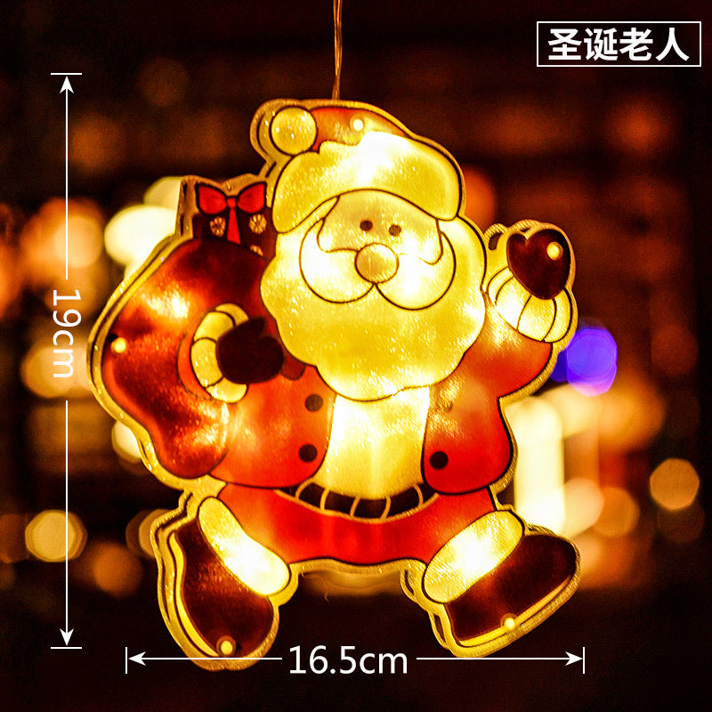 Cross-border Amazon Christmas Lights Window Stickers Hanging Lights Christmas Decorative Lights Window Shop LED Sucker Lights Small Lanterns