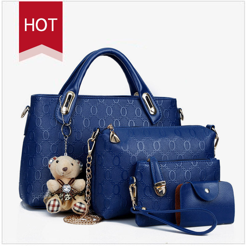 Cross-border women's bag 2024 new fashion leisure bear four-piece set mother-and-child bag shoulder crossbody handbag women's bag wholesale