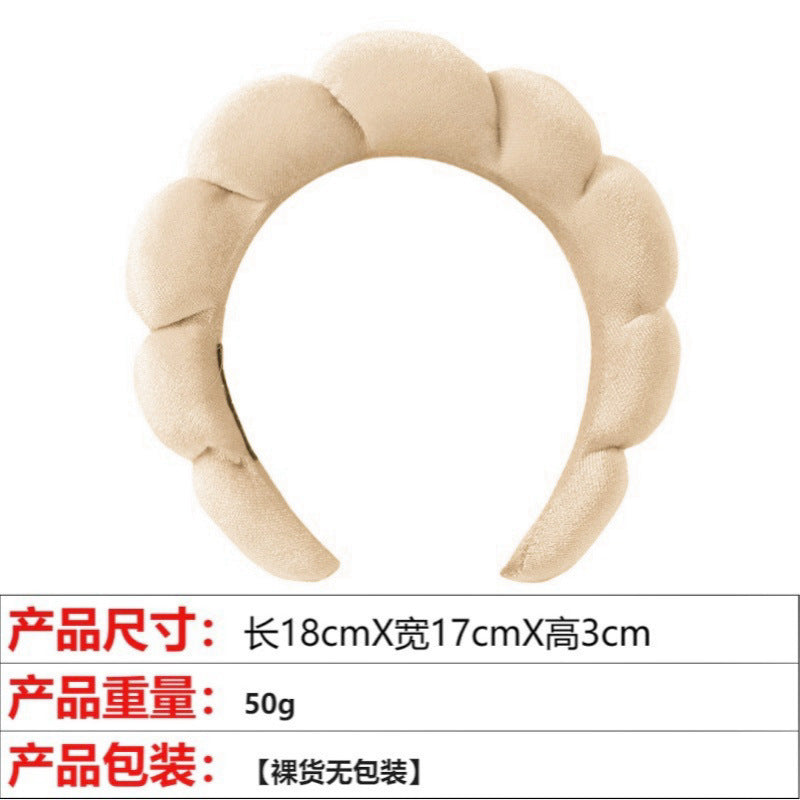 European and American cross-border hot-selling high-top hair accessories for women to wash their faces and bathe, cloud sponge headbands for makeup removal and hair ties