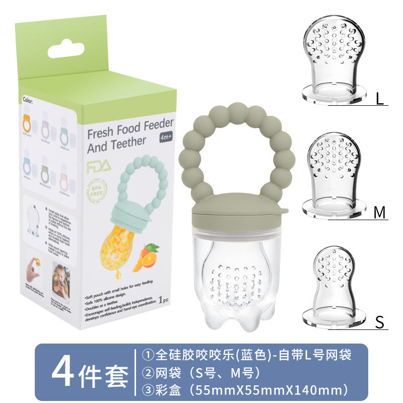 Cross-border hot-selling baby fruit food supplement artifact food grade silicone fruit and vegetable bite baby pacifier teether wholesale