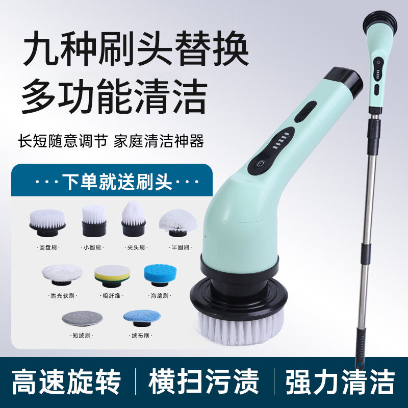 Cross-border household kitchen bathroom glass long and short dual-purpose brush handheld powerful electric multi-functional cleaning brush artifact