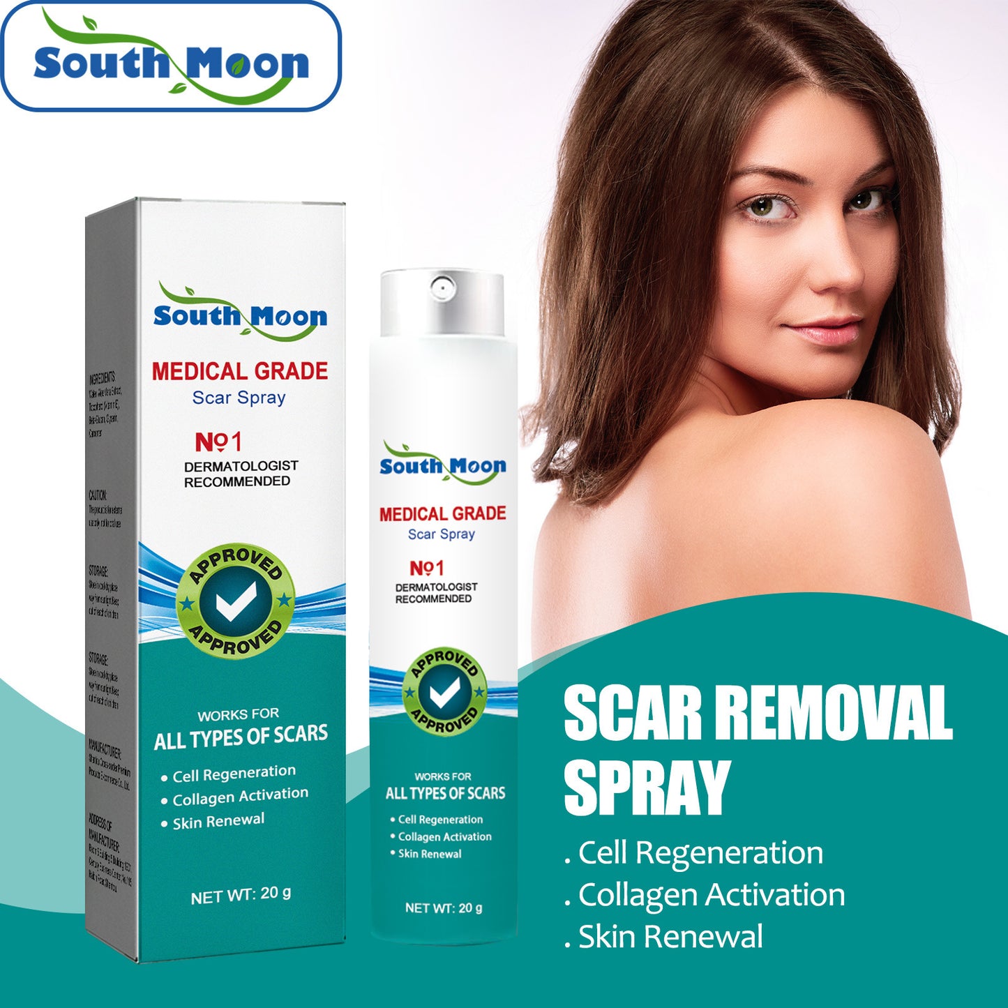 South Moon Scar Care Spray Skin Care Care Diminishes Scars Smooths Skin Repair Fluid