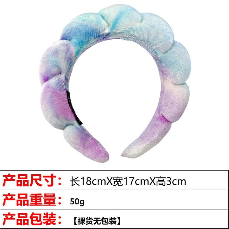 European and American cross-border hot-selling high-top hair accessories for women to wash their faces and bathe, cloud sponge headbands for makeup removal and hair ties