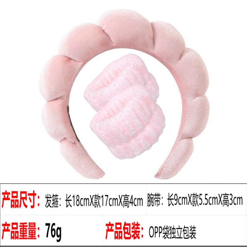 European and American cross-border hot-selling high-top hair accessories for women to wash their faces and bathe, cloud sponge headbands for makeup removal and hair ties