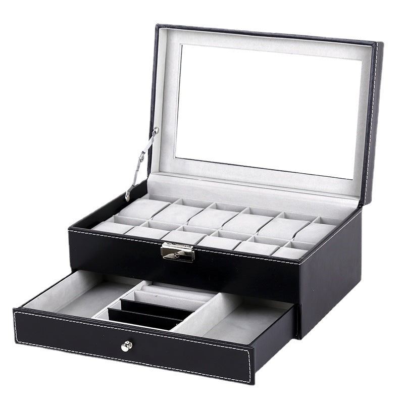 Qingyu packaging PU leather 12-position watch box double-layer jewelry box jewelry ring storage display packaging box spot