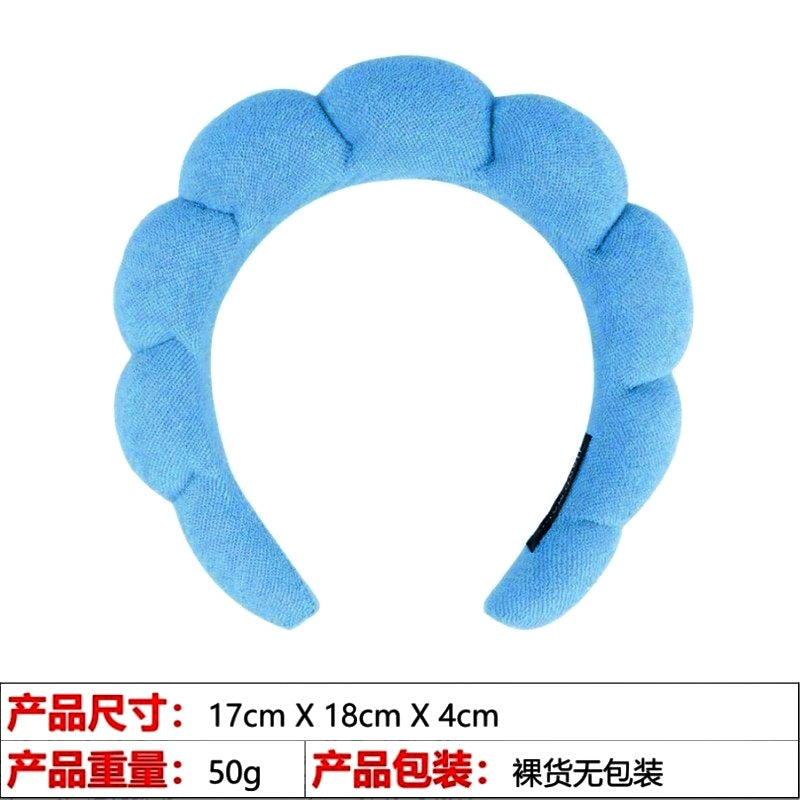 European and American cross-border hot-selling high-top hair accessories for women to wash their faces and bathe, cloud sponge headbands for makeup removal and hair ties