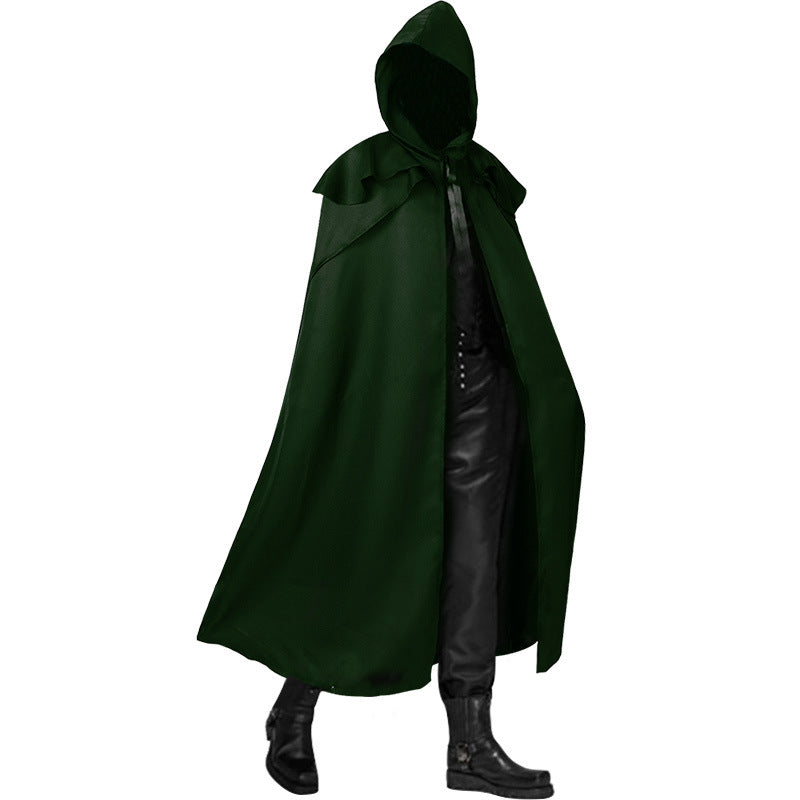 Amazon Europe and the United States new Halloween party medieval multi-color cloak Gothic men's long hooded cloak