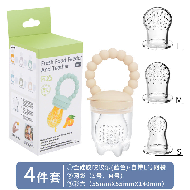 Cross-border hot-selling baby fruit food supplement artifact food grade silicone fruit and vegetable bite baby pacifier teether wholesale