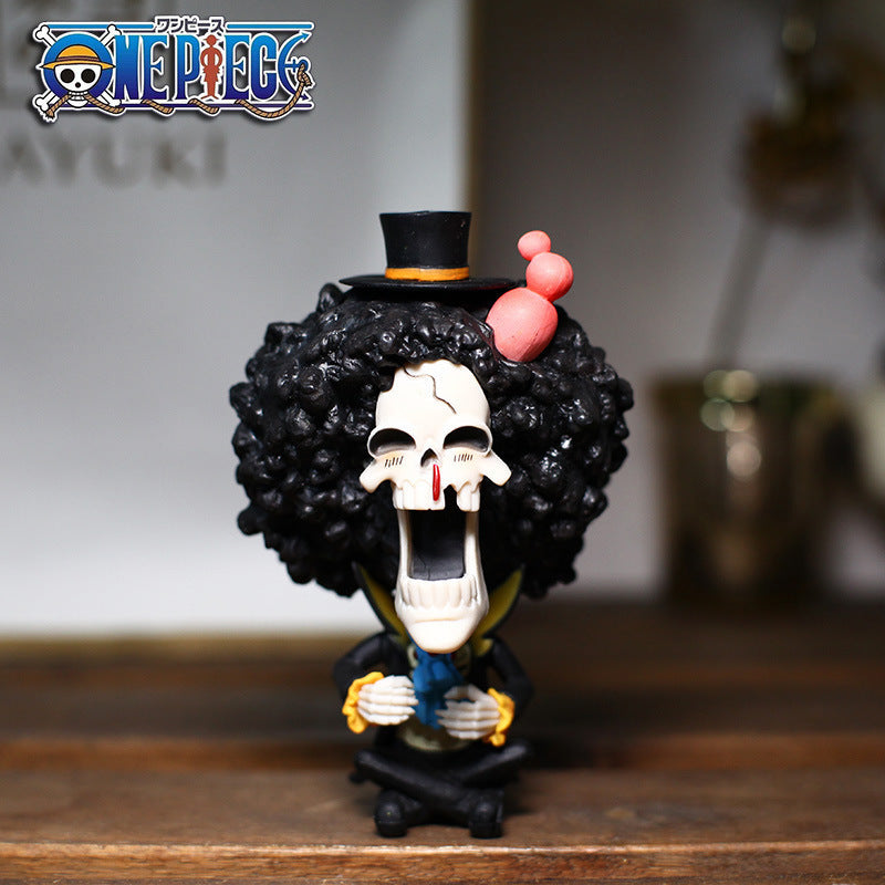 Q version of One Piece Big Head Luffy Zoro Chopper Ace Empress hand-made GK sitting doll blind box anime ornaments