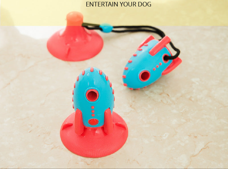 Amazon new product Rocket dog toy Single suction cup Leaking dog chew toy Chew-resistant tooth-cleaning bone pet toy