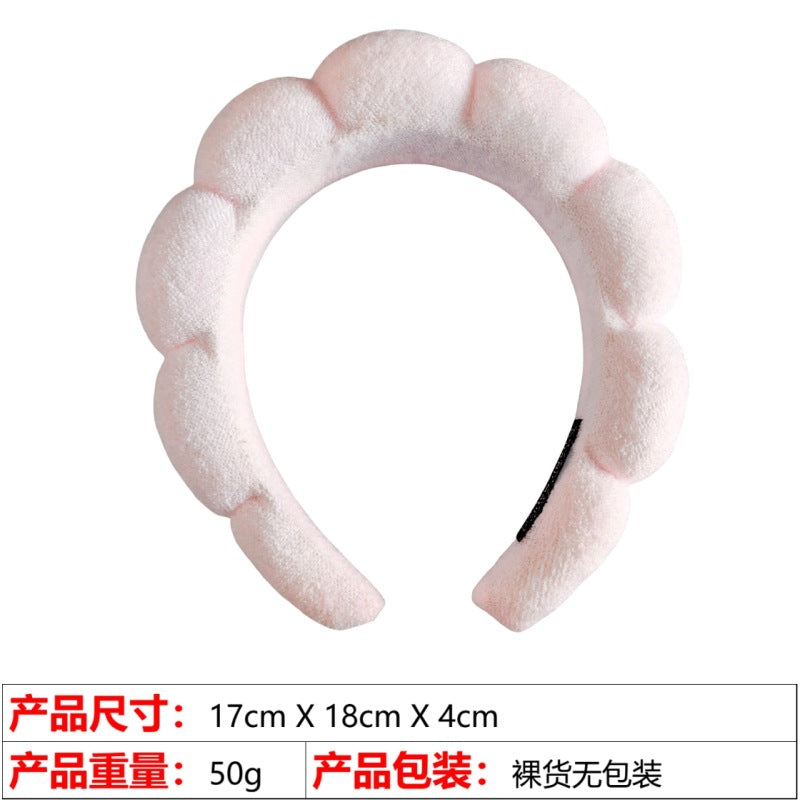 European and American cross-border hot-selling high-top hair accessories for women to wash their faces and bathe, cloud sponge headbands for makeup removal and hair ties