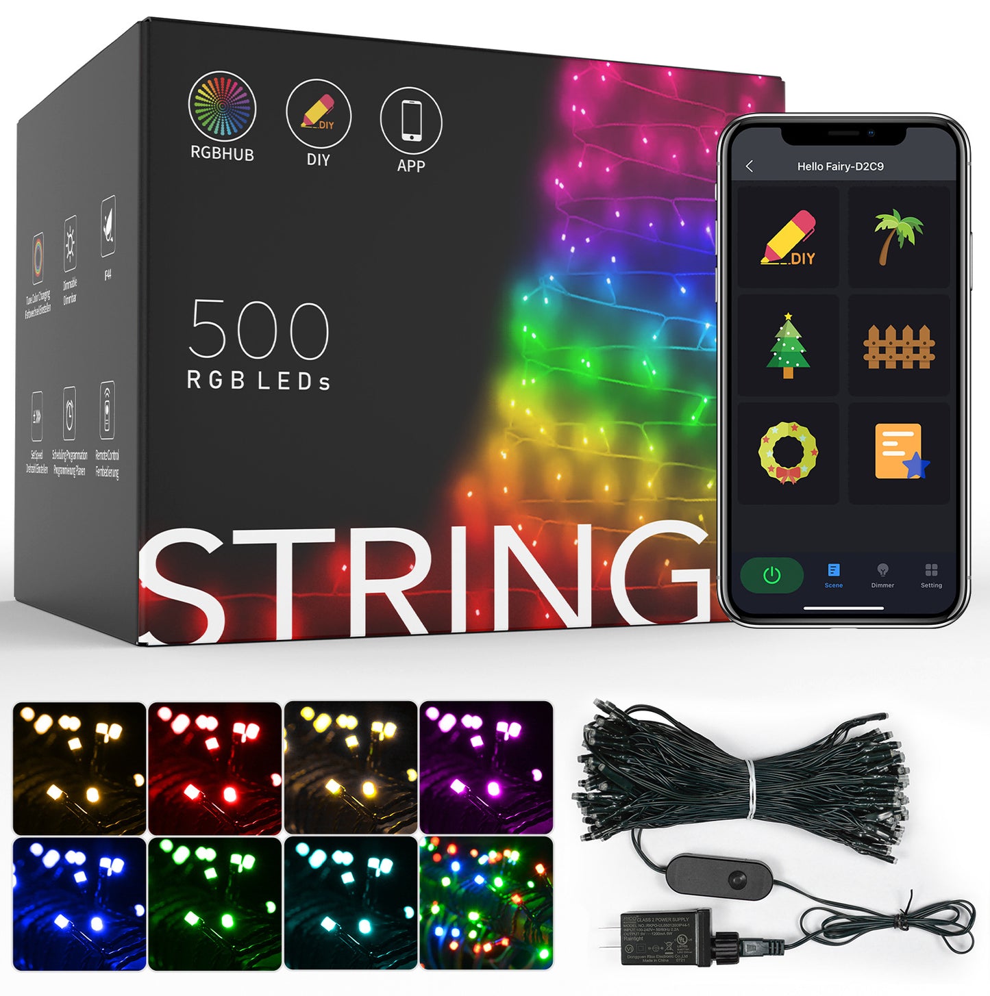 Tuya Bluetooth smart programmable curtain light string fantasy outdoor courtyard Christmas point control ball leather line light string