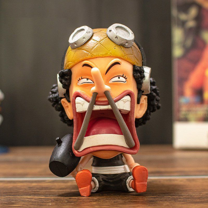 Q version of One Piece Big Head Luffy Zoro Chopper Ace Empress hand-made GK sitting doll blind box anime ornaments