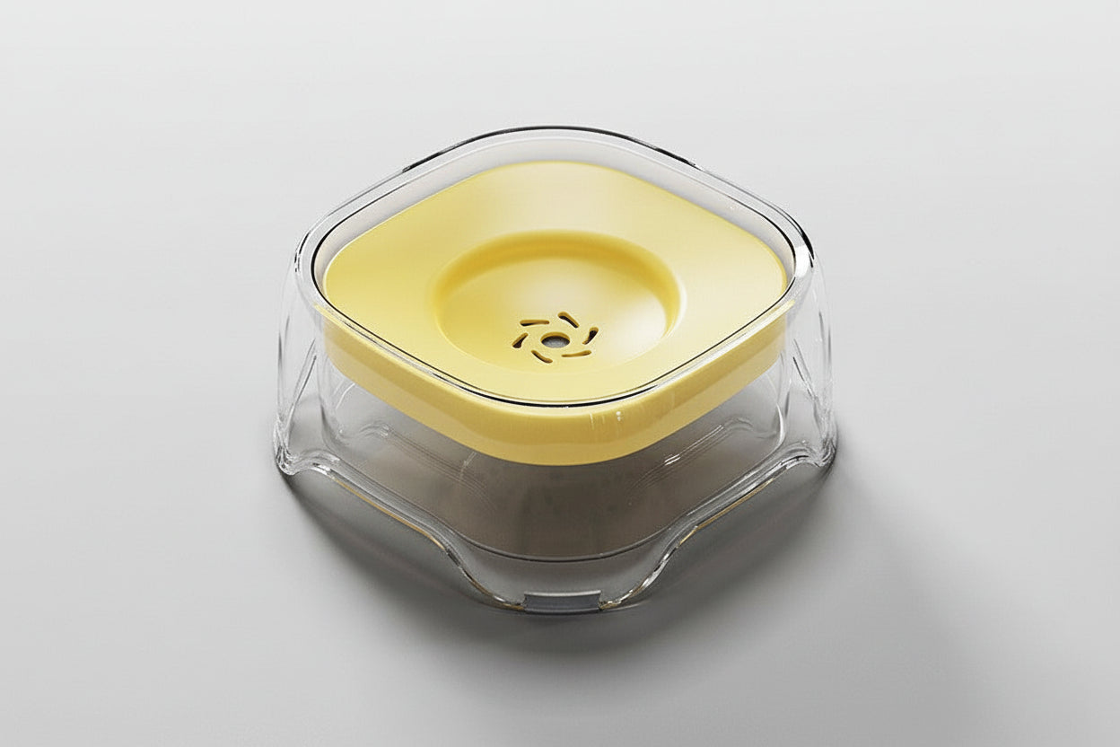 Non-wetting floating water bowl for dogs, transparent floating water bowl for pets, anti-tipping.