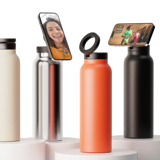 Cross-border hot-selling 24oz32oz magnetic suction mobile phone holder sports water bottle 304 stainless steel thick insulation cup