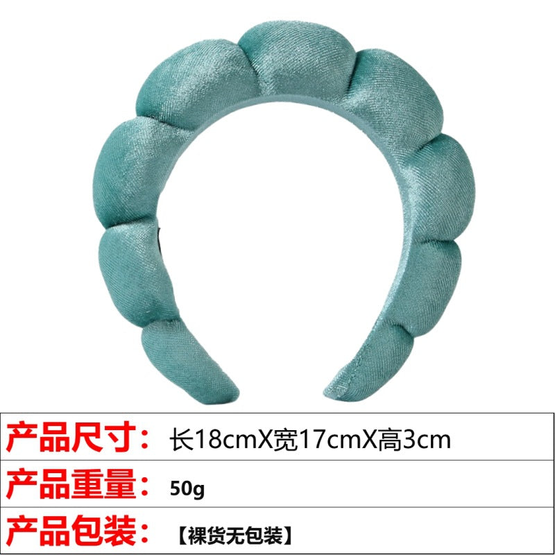 European and American cross-border hot-selling high-top hair accessories for women to wash their faces and bathe, cloud sponge headbands for makeup removal and hair ties