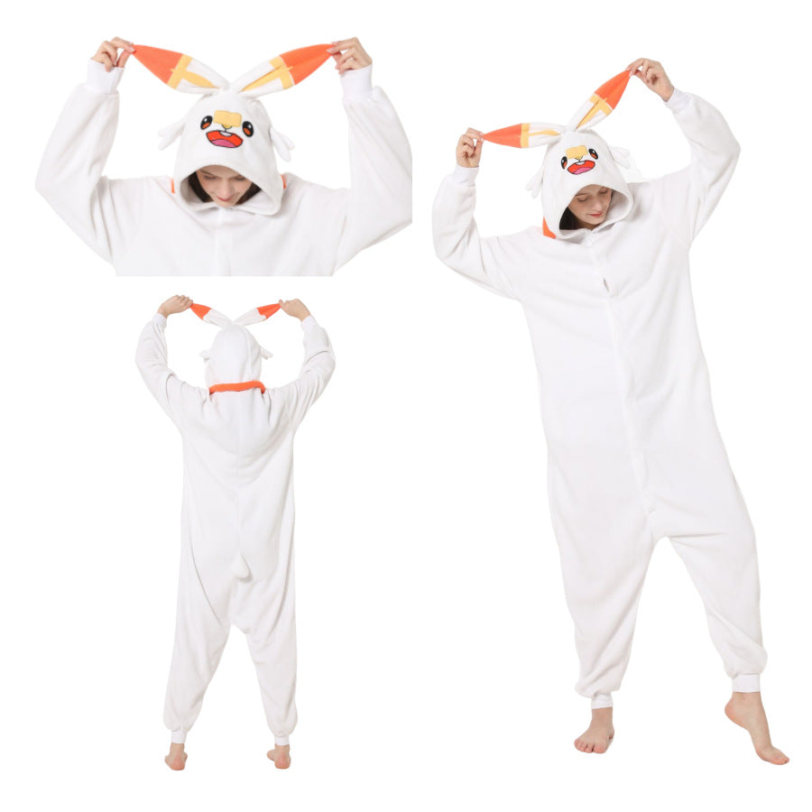 Cross-border Amazon polar fleece artifact baby series Halloween cartoon animal one-piece pajamas couple pajamas