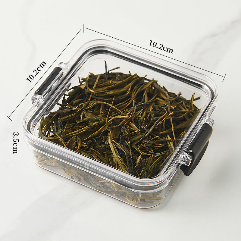 Square flower tea packaging box, 460ml, four-compartment plastic airtight container, food-grade storage box.