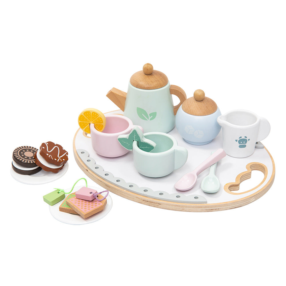 Children's simulation house tea set dessert set kindergarten playground role play early education wooden toys