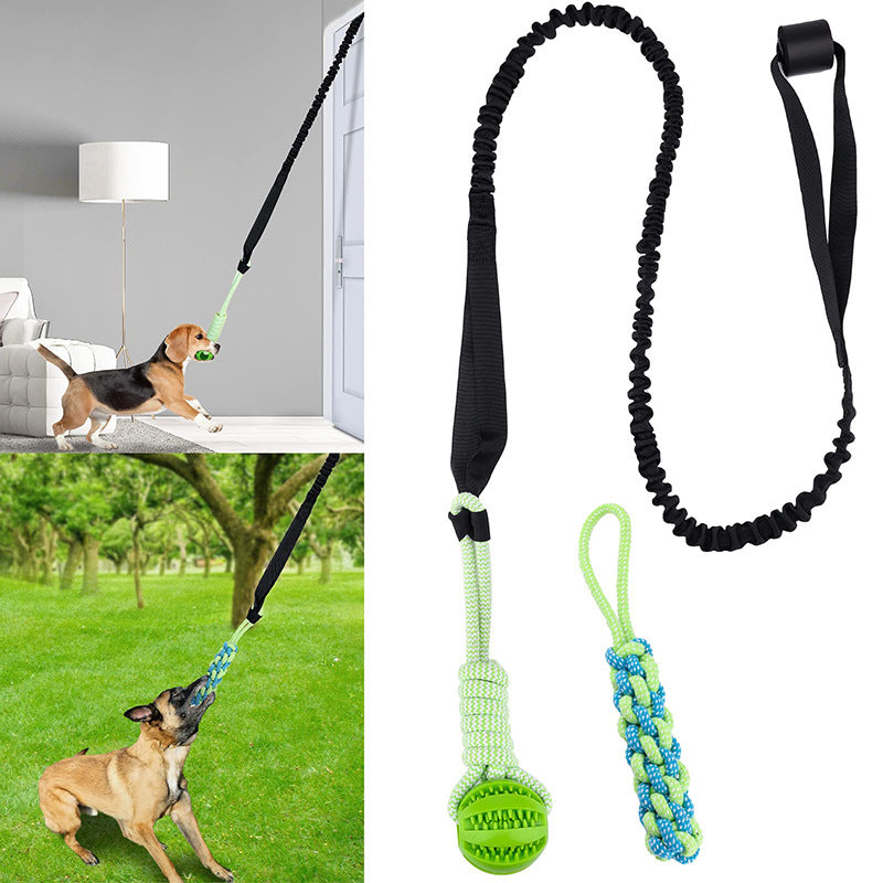 Outdoor and indoor dog teeth cleaning chew rope dog interactive tug of war rope elastic rope door toy pet teeth cleaning rope