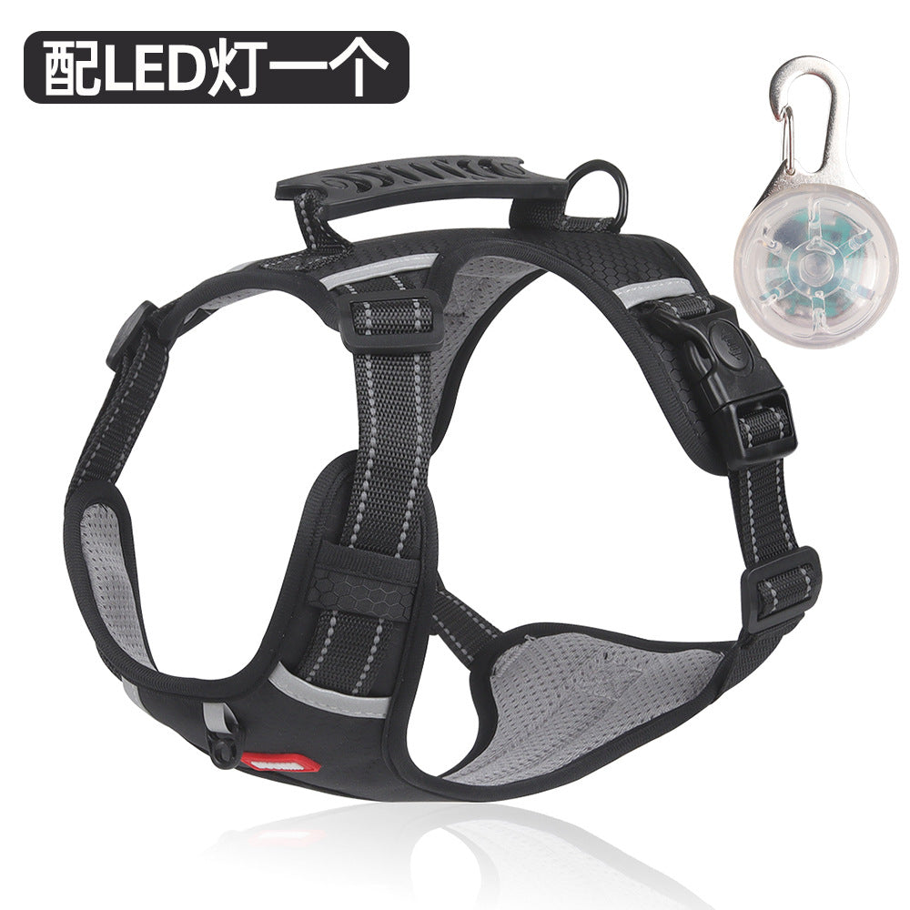 Cross-border new pet chest harness vest-style reflective large dog chest harness explosion-proof dog traction rope wholesale