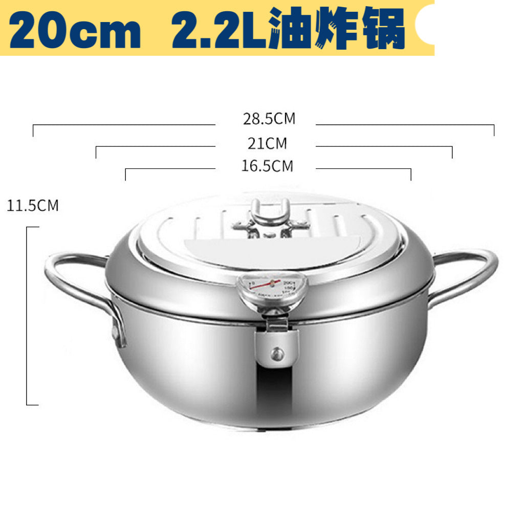 304 stainless steel frying pan tempura frying pan household temperature controllable frying pan oil saving source manufacturer with filter