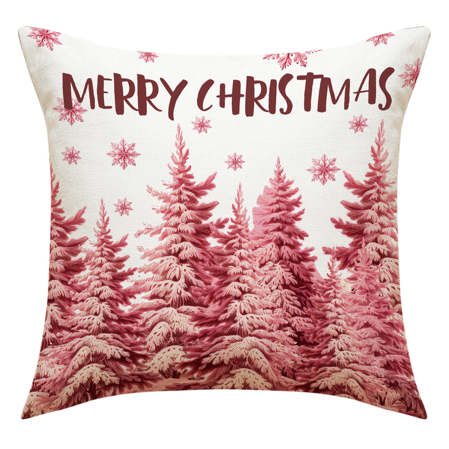 Pink Elk Christmas Cushion Cover Linen Letter Print Holiday Decoration Living Room Sofa Cushion Cover Cushion Cover