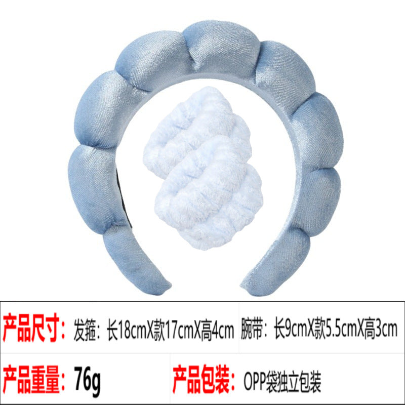 European and American cross-border hot-selling high-top hair accessories for women to wash their faces and bathe, cloud sponge headbands for makeup removal and hair ties