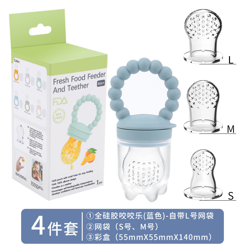 Cross-border hot-selling baby fruit food supplement artifact food grade silicone fruit and vegetable bite baby pacifier teether wholesale