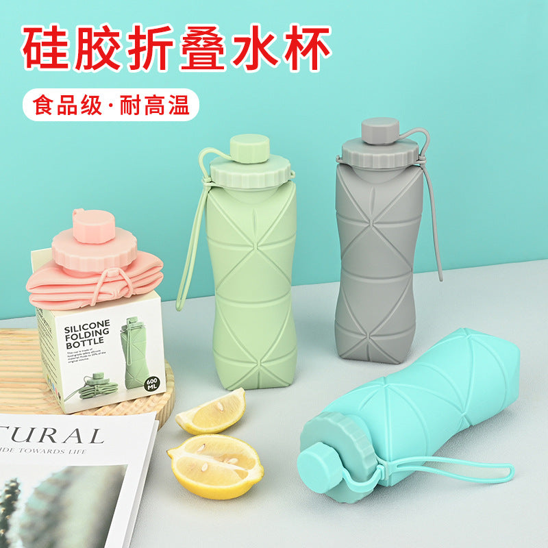 Cross-border silicone foldable water cup portable outdoor sports water cup travel coffee cup high temperature resistant and anti-fall silicone kettle