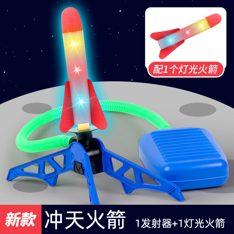 Cross-border outdoor children's foot-stepping rocket launcher large luminous ejection flash rocket launcher kindergarten toy