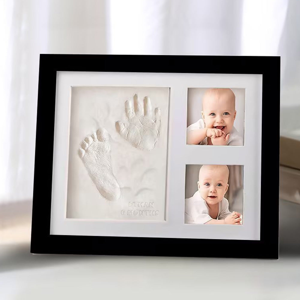 Hot sale baby hand and foot seal mud photo frame pet paw print hollow memorial frame wall hanging table baby DIY photo frame