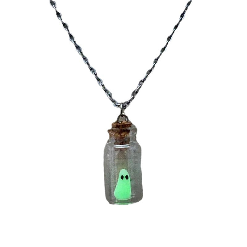 Yiwu Kayi Halloween drift bottle luminous ghost necklace decorated with The Adopt a ghost necklac